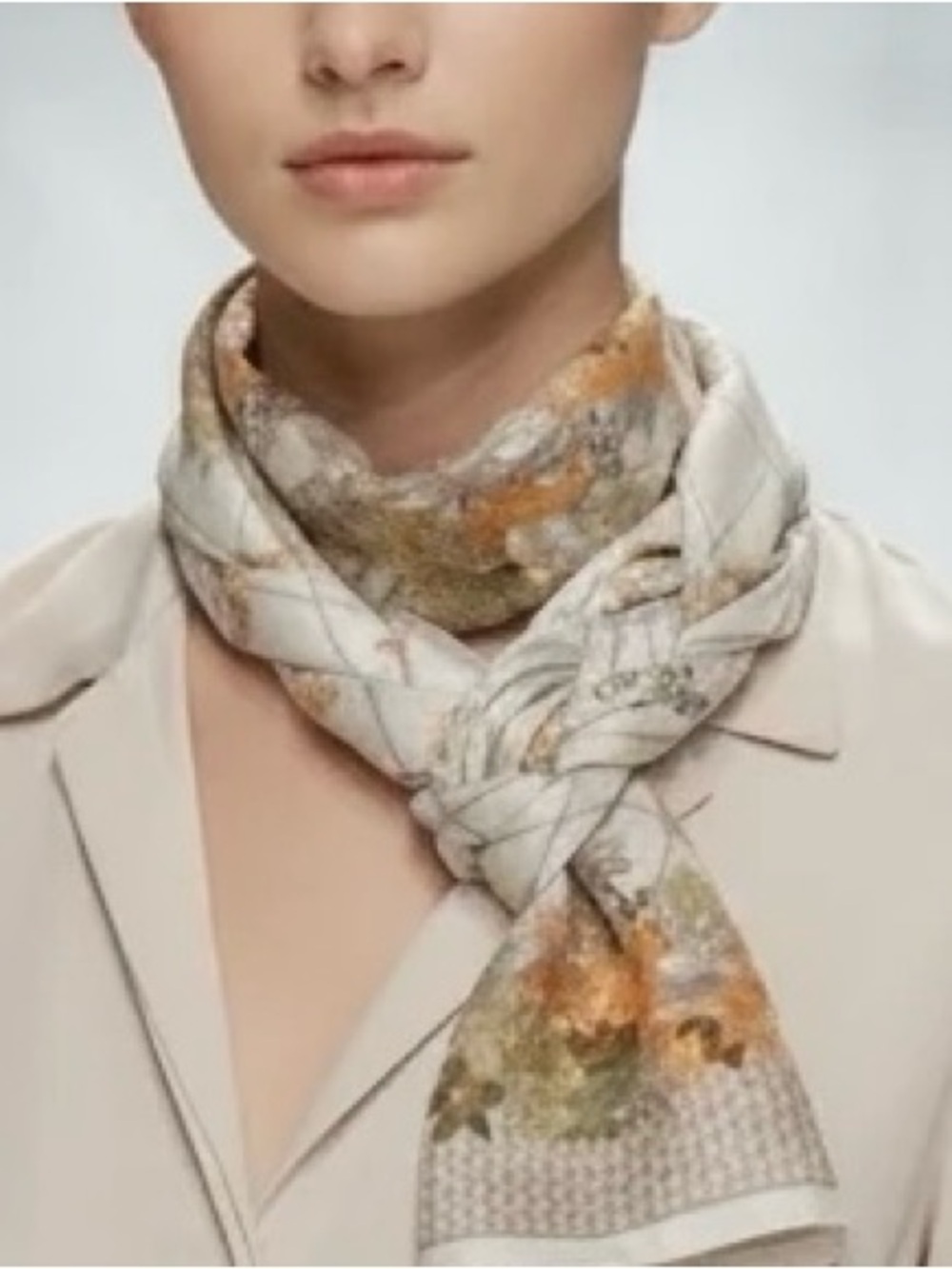 Vintage Liz Claiborne Silk Scarf Like New 50x11 Floral Trellis Cottagecore